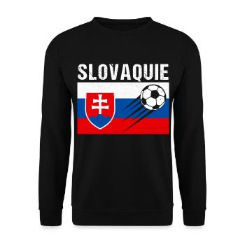 Slowakei Flagge Slowakisches Fußball Geschenk - Unisex Pullover - Schwarz - Vorne - Alina (178cm) & Michal (187cm)