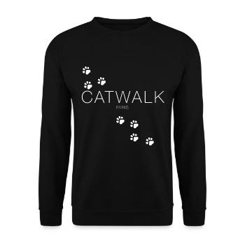 Katze - Unisex Pullover - Schwarz - Vorne - Alina (178cm) & Michal (187cm)