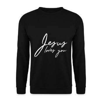 Jésus t'aime - Sweat-shirt Unisexe - noir - Devant - Alina (178cm) & Michal (187cm)