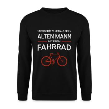 Alter Mann - Fahrrad | Vintage Retro Style - Unisex Pullover - Schwarz - Vorne - Alina (178cm) & Michal (187cm)