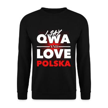 Kurwa oder QWA - Ich liebe Polen - Unisex Pullover - Schwarz - Vorne - Alina (178cm) & Michal (187cm)