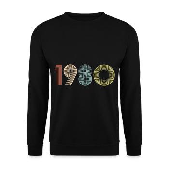Geburtsjahr 1980 - Unisex Pullover - Schwarz - Vorne - Alina (178cm) & Michal (187cm)
