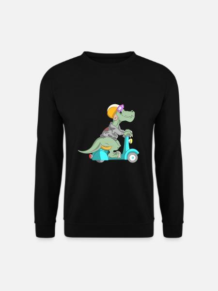 Dino T-Rex auf dem Mofa - Unisex Pullover - Schwarz