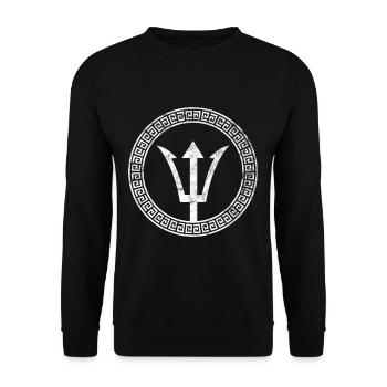 Dreizack Gott Griechisch Zeus Poseidon - Unisex Pullover - Schwarz - Vorne - Alina (178cm) & Michal (187cm)