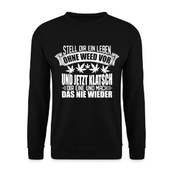 WEED KIFFER KIFFEN AMSTERDAM DROGEN GRAS CANNABIS - Unisex Pullover - Schwarz - Vorne - Alina (178cm) & Michal (187cm)