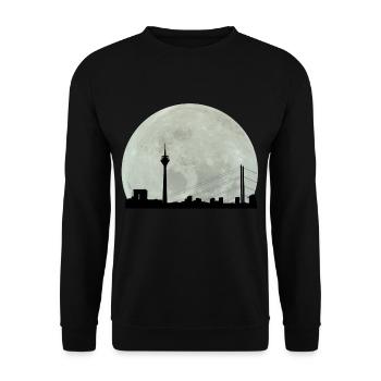Düsseldorf Moon Skyline City City Gift Idea - Unisex Sweatshirt - black - Front - Alina (178cm) & Michal (187cm)