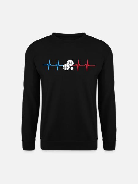 Petanque Herzschlag Geschenk Bouliste - Unisex Pullover - Schwarz