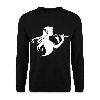 „Elfische Flötenmelodie“ - Unisex Pullover - Schwarz - Vorne - Alina (178cm) & Michal (187cm)