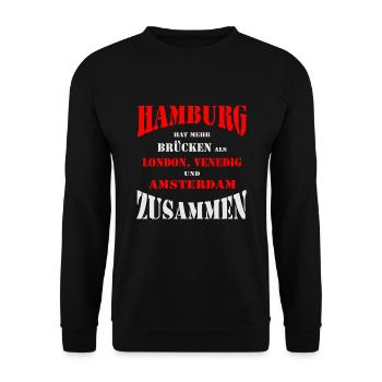 Hamburg Brücken - Unisex Pullover - Schwarz - Vorne - Alina (178cm) & Michal (187cm)