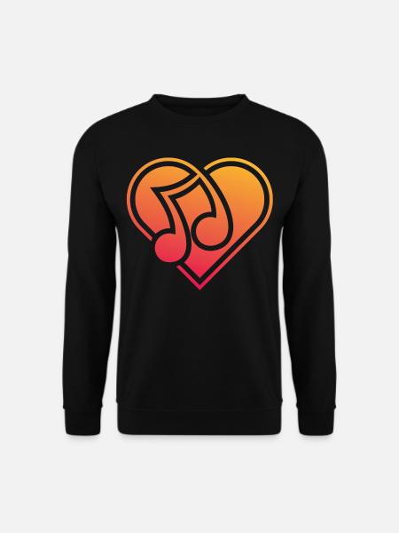 Herz mit Musiknote Ich liebe Musik - Unisex Pullover - Schwarz
