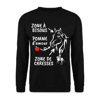 CHEVAL ZONE DE BISOUS - Sweat-shirt Unisexe - noir - Devant - Alina (178cm) & Michal (187cm)