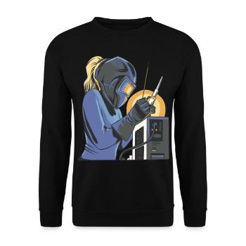 Welder outfit for welders - Unisex Sweatshirt - black - Front - Alina (178cm) & Michal (187cm)