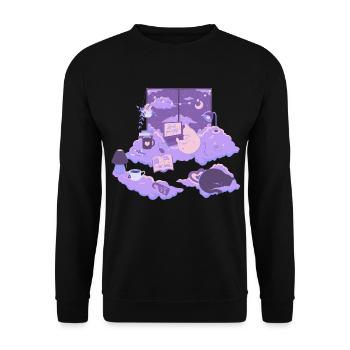 cozy Cat T-shirt for cat friends - Unisex Sweatshirt - black - Front - Alina (178cm) & Michal (187cm)