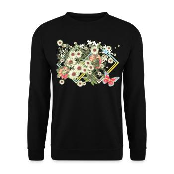 Blumen Blüten - Unisex Pullover - Schwarz - Vorne - Alina (178cm) & Michal (187cm)