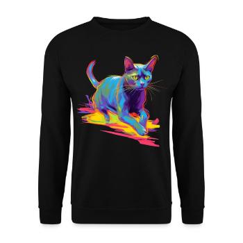 Colorful Cat Neon - Unisex Sweatshirt - black - Front - Alina (178cm) & Michal (187cm)