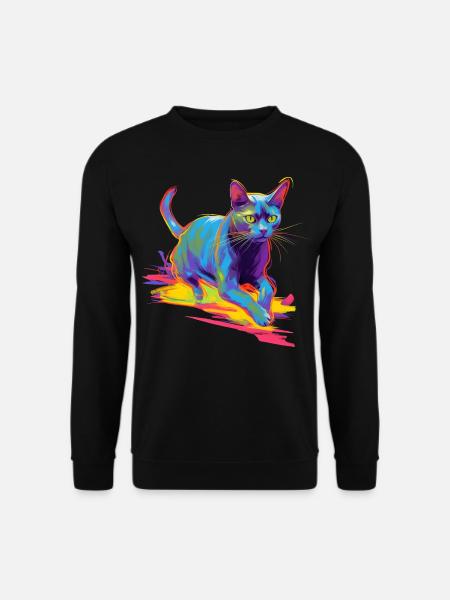 Bunte Katze Neon - Unisex Pullover - Schwarz