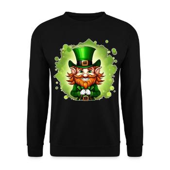 Saint Patricks Day Irish Kobold Leprechaun Wichtel - Unisex Pullover - Schwarz - Vorne - Alina (178cm) & Michal (187cm)