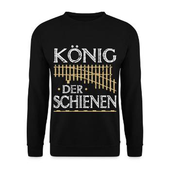 König der Schienen Zugführer Zug Eisenbahn - Unisex Pullover - Schwarz - Vorne - Alina (178cm) & Michal (187cm)