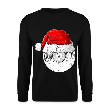 Schallplatte Weihnachtsmannmütze Weihnachten Xmas - Unisex Pullover - Schwarz - Vorne - Alina (178cm) & Michal (187cm)