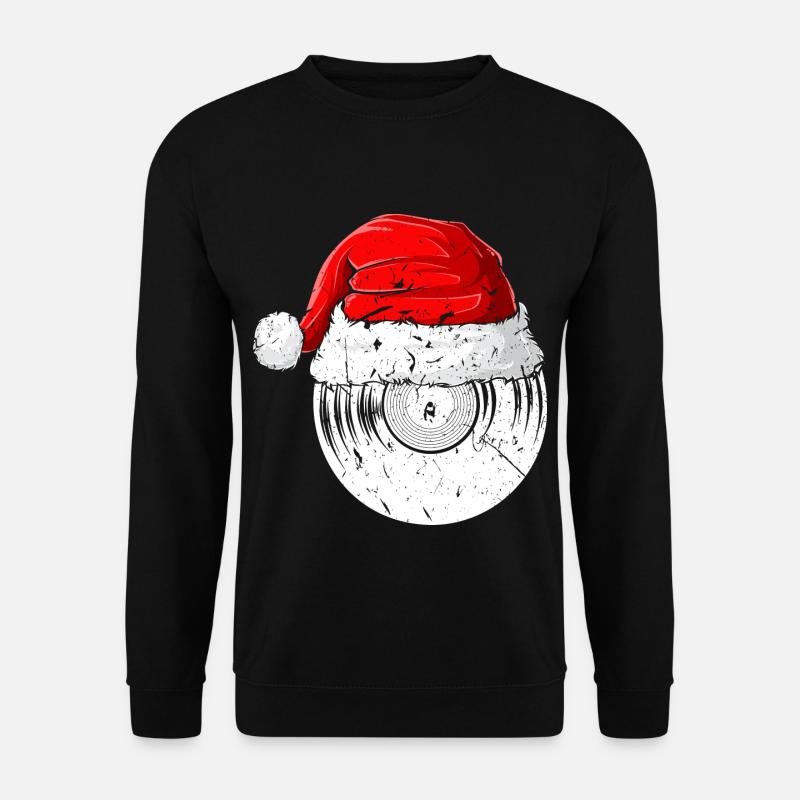 Schallplatte Weihnachtsmannmütze Weihnachten Xmas - Unisex Pullover - Schwarz