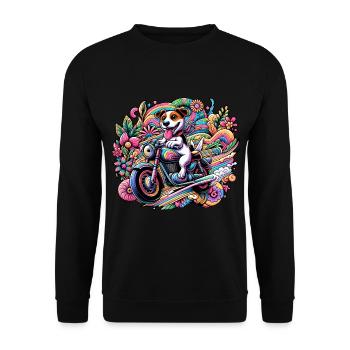 Biker puppy: On tour through the land of flowers - Unisex Sweatshirt - black - Front - Alina (178cm) & Michal (187cm)