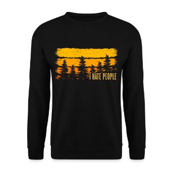 I HATE PEOPLE ich hasse menschen wald natur forest - Unisex Pullover - Schwarz - Vorne - Alina (178cm) & Michal (187cm)