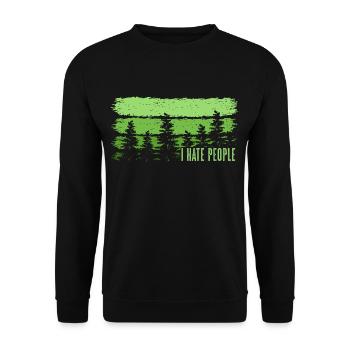 I HATE PEOPLE WOOD SAW CHAINSAW GIFT FOREST - Unisex Sweatshirt - black - Front - Alina (178cm) & Michal (187cm)