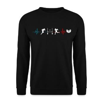 Rugby-Herzschlag Frankreich Geschenke-Team - Unisex Pullover - Schwarz - Vorne - Alina (178cm) & Michal (187cm)