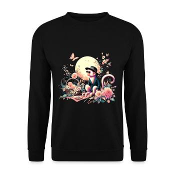 Affe beim Picknick - Unisex Pullover - Schwarz - Vorne - Alina (178cm) & Michal (187cm)