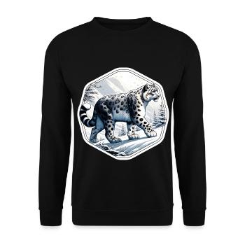 Schneeleopard Leopard Weißer Leopard - Unisex Pullover - Schwarz - Vorne - Alina (178cm) & Michal (187cm)