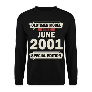 21st birthday June vintage 2001 gift idea - Unisex Sweatshirt - black - Front - Alina (178cm) & Michal (187cm)