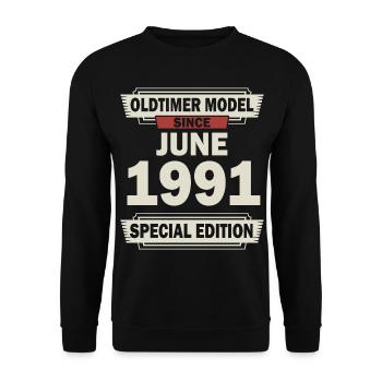 31ème anniversaire Juin né 1991 Idée cadeau - Sweat-shirt Unisexe - noir - Devant - Alina (178cm) & Michal (187cm)