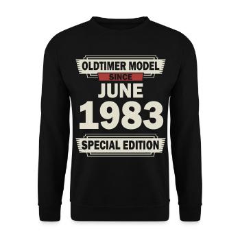 39th birthday June born 1983 Gift idea - Unisex Sweatshirt - black - Front - Alina (178cm) & Michal (187cm)