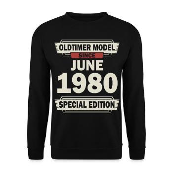 42ème anniversaire Juin né 1980 Idée cadeau - Sweat-shirt Unisexe - noir - Devant - Alina (178cm) & Michal (187cm)