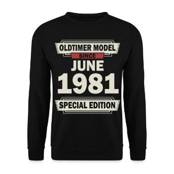 41ème anniversaire Juin né 1981 Idée cadeau - Sweat-shirt Unisexe - noir - Devant - Alina (178cm) & Michal (187cm)