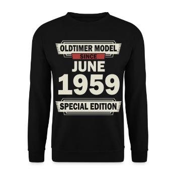 63. Geburtstag Juni Jahrgang 1959 Geschenkidee - Unisex Pullover - Schwarz - Vorne - Alina (178cm) & Michal (187cm)