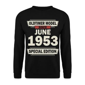 69th birthday June born 1953 Gift idea - Unisex Sweatshirt - black - Front - Alina (178cm) & Michal (187cm)