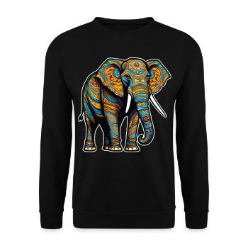 Spirit Animal Elefant im Bohemian Style - Unisex Pullover - Schwarz - Vorne - Alina (178cm) & Michal (187cm)
