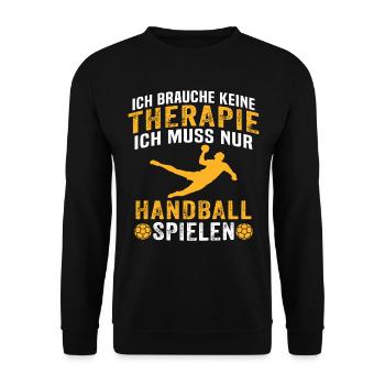 Ich muss nur Handball spielen - Unisex Pullover - Schwarz - Vorne - Alina (178cm) & Michal (187cm)