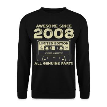 2008 Birthday Born In 2008 Vintage Retro - Unisex Sweatshirt - black - Front - Alina (178cm) & Michal (187cm)
