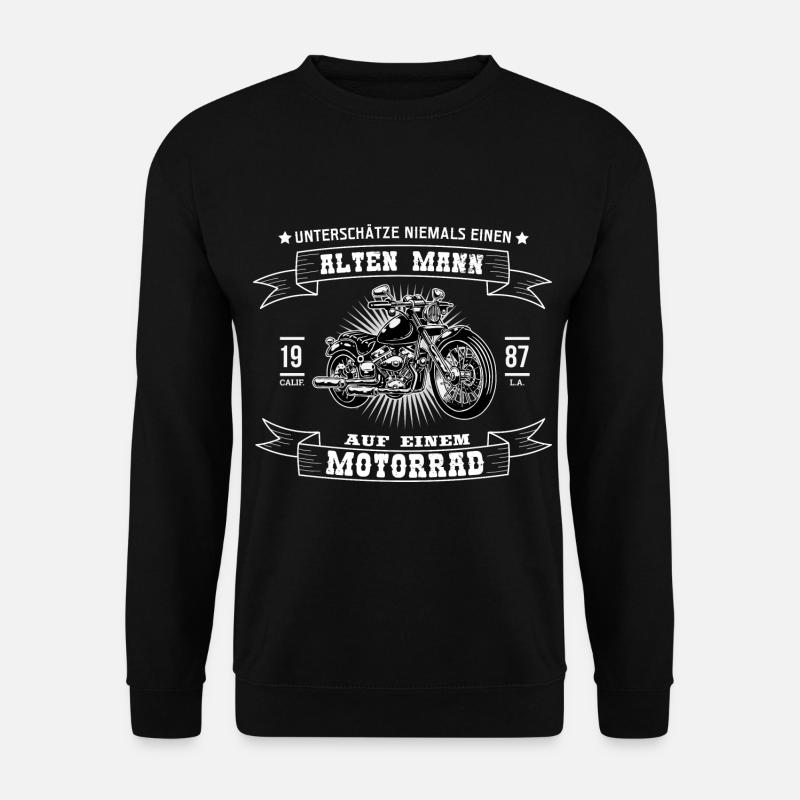 Biker Motorrad Geschenk | Alter Mann auf Motorrad - Unisex Pullover - Schwarz
