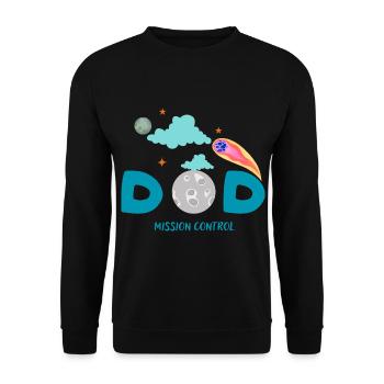 Outer Space Dad Birthday tee Shirt-First Trip. - Unisex Sweatshirt - black - Front - Alina (178cm) & Michal (187cm)