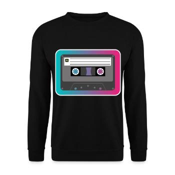 Retro Kassette 80's & 90's - Unisex Pullover - Schwarz - Vorne - Alina (178cm) & Michal (187cm)