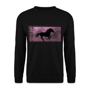 Cheval chevaux équitation poney équestre western chemise - Sweat-shirt Unisexe - noir - Devant - Alina (178cm) & Michal (187cm)