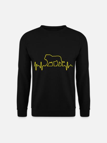 Löwe Herzschlag Tierliebe Tierfreund Tierliebhaber - Unisex Pullover - Schwarz