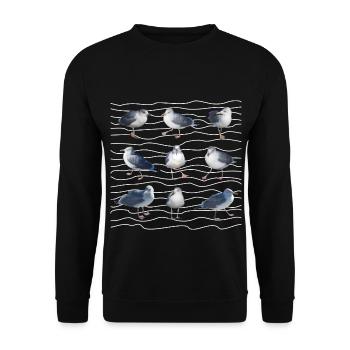 Seagull Sea Waves North Sea Sylt Baltic Sea Carnival - Unisex Sweatshirt - black - Front - Alina (178cm) & Michal (187cm)