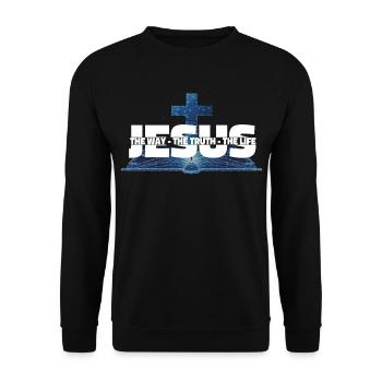 Jesus Christus Der Weg Die Wahrheit Das Leben - Unisex Pullover - Schwarz - Vorne - Alina (178cm) & Michal (187cm)