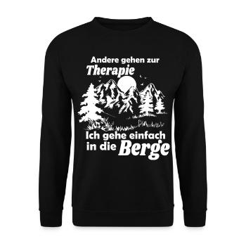 Andere gehen zur Therapie ich geh Wandern Geschenk - Unisex Pullover - Schwarz - Vorne - Alina (178cm) & Michal (187cm)