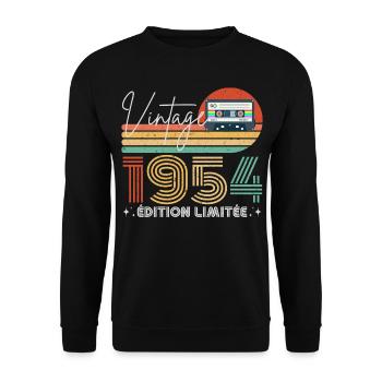Vintage 1954 cadeau année de naissance 1954 rétro - Sweat-shirt Unisexe - noir - Devant - Alina (178cm) & Michal (187cm)