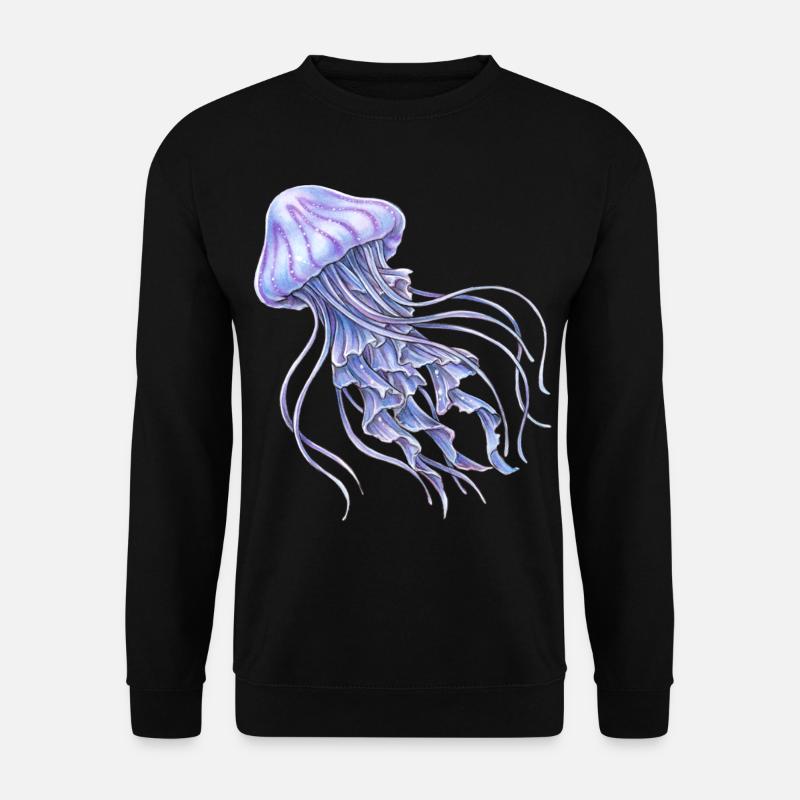 Blau Violett Qualle Geschenk Meer Ozean - Unisex Pullover - Schwarz